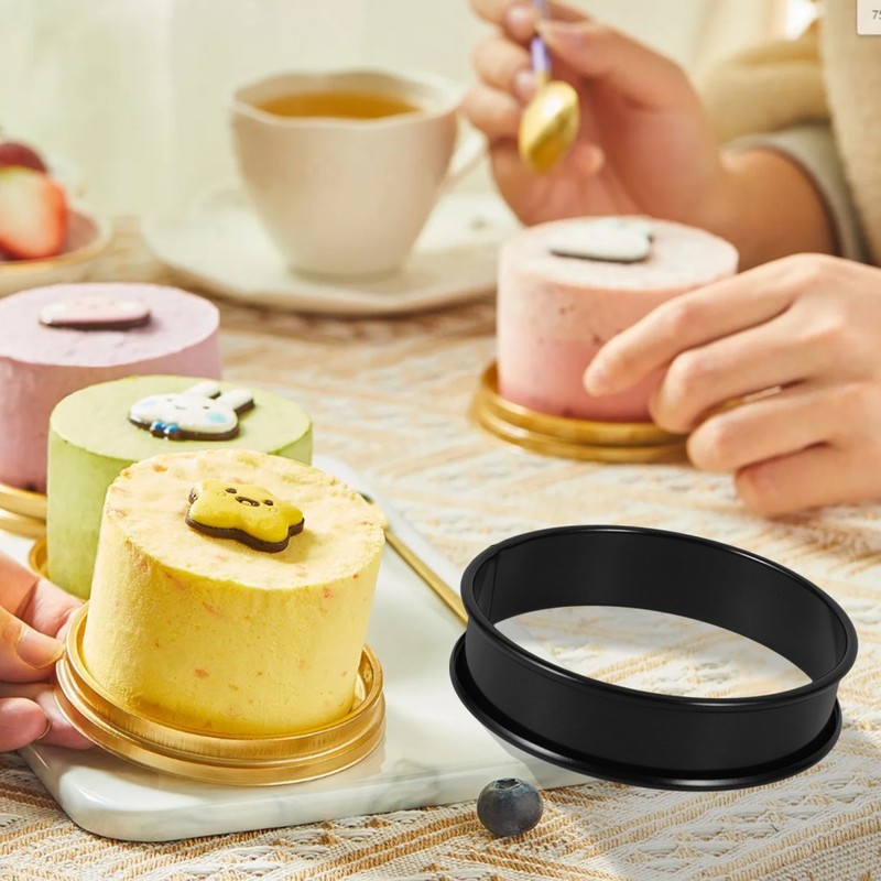 8Pcs Household Stainless Steel Baking Mousse Mold Black Reusable Kitchen Tool gallery