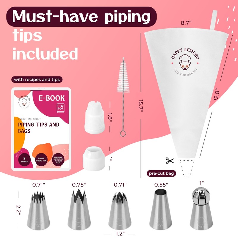 Reusable Piping Bags and Tips Set Extra Large Tips gallery