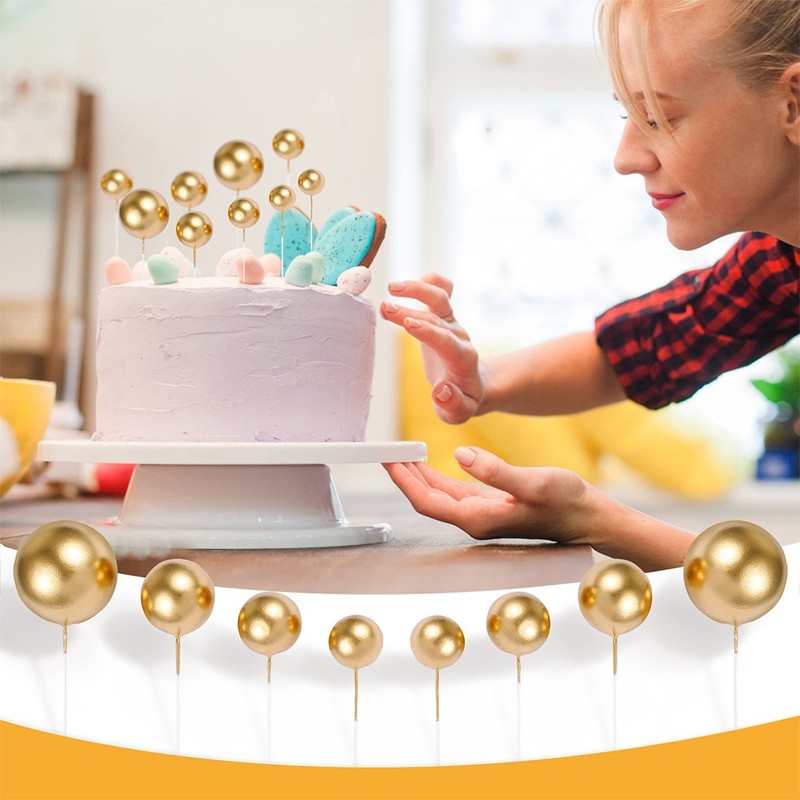 20Pcs Reusable Round Cupcake Topppers Golden Cake Picks for Dessert Decoration gallery