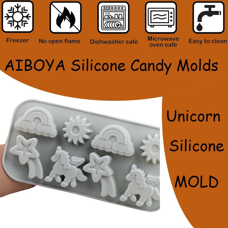 8 Cavity Winged Unicorns Themed Silicone Candy Molds gallery