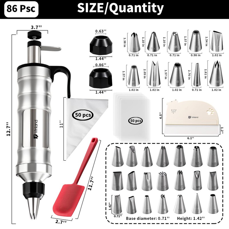 Dessert Decorating Syringe Set icing piping kit Stainless Steel frosting pipi... gallery