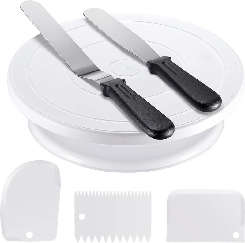 Kootek Cake Decorating Kit with Turntable, Spatulas & Scrapers, White
