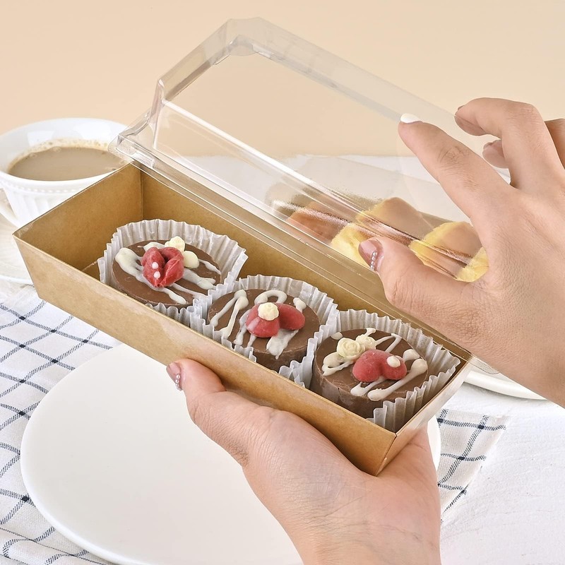 50 Pack 7.5 Inch Brown Paper Charcuterie Boxes With Clear Lids Small gallery