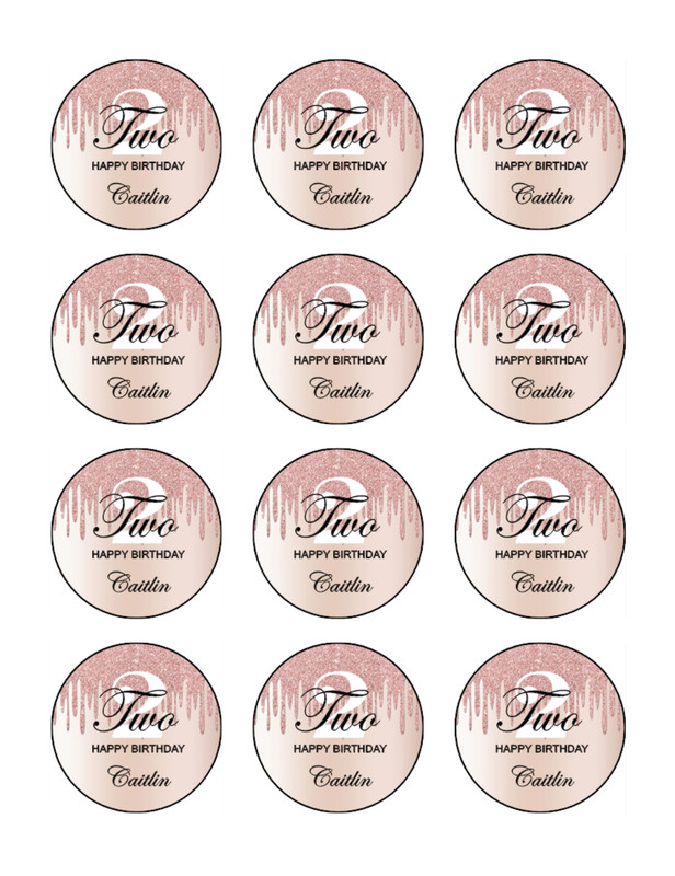 2nd Birthday Edible Icing Cake & Cupcake Toppers – Pink Birthday Decorations gallery