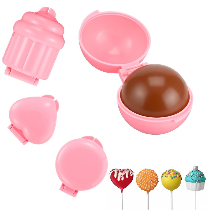4pcs Cake Pop Mold Shapes Press Set 4 Cutter and small, Pink