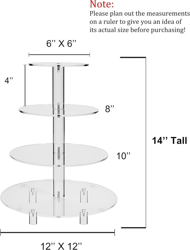 Large 4 Tier Cupcake Stand,Acrylic Round Cake Stand Dessert Tower Tea Party S... gallery