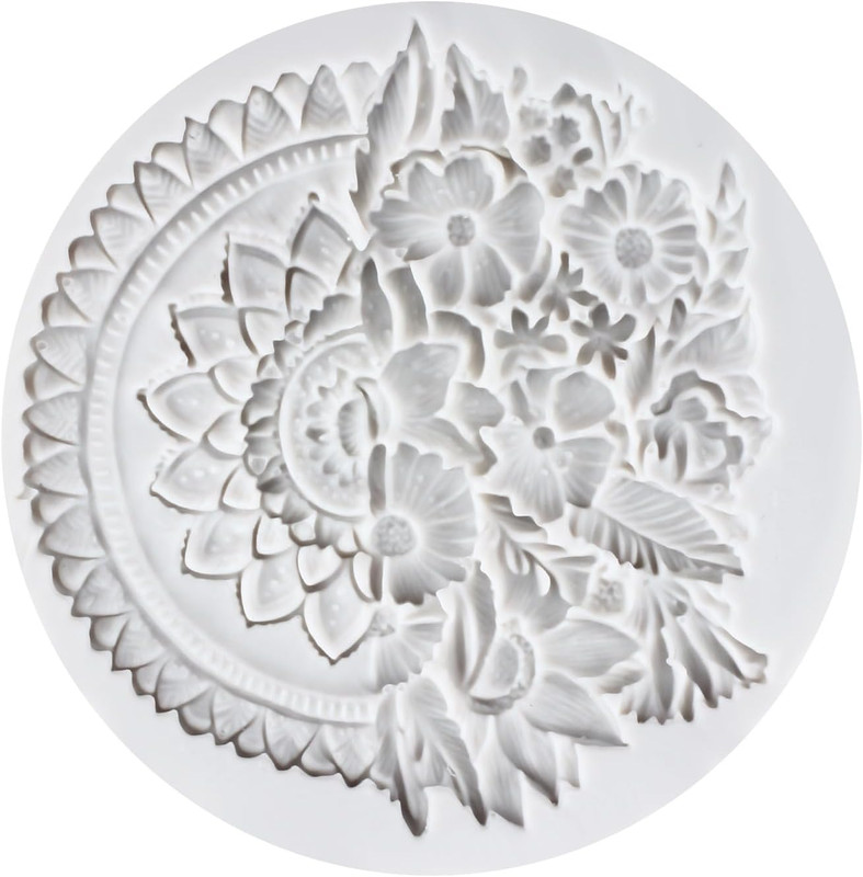 Baroque Relief Flower Embossed Silicone Molds Curlicues Scroll Lace Filigree Pol gallery