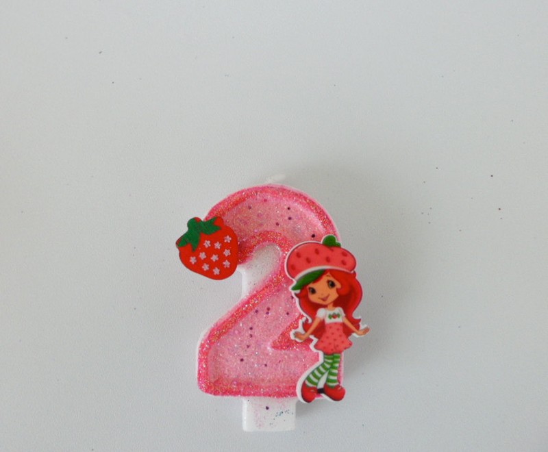 Strawberry Shortcake Birthday Candle. cake topper, cupcake topper