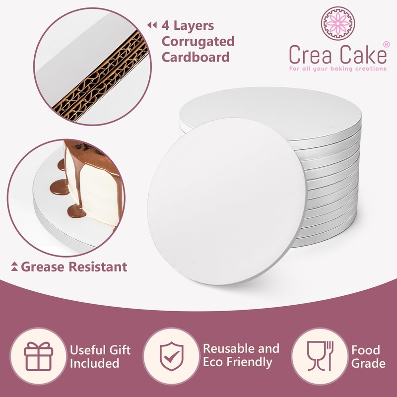 - 12 Pack Cake Drums 10 Inch Round & Large Cake Scraper - Premium Boards ½ In... gallery