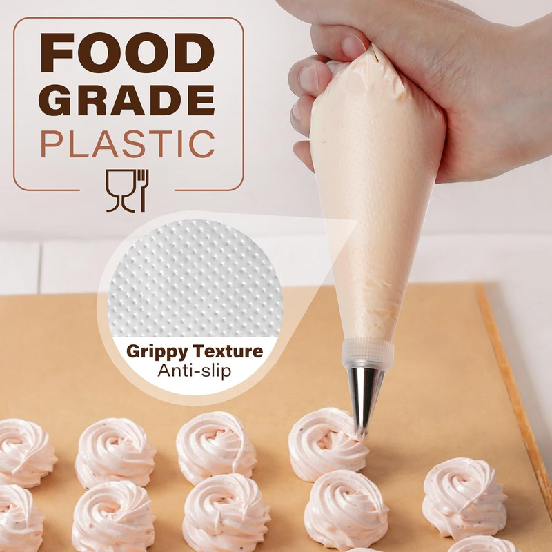 500Pcs Piping Bags 10 Inch, Thick Tipless Piping Bags, Non-Slip Disposable Pastr gallery