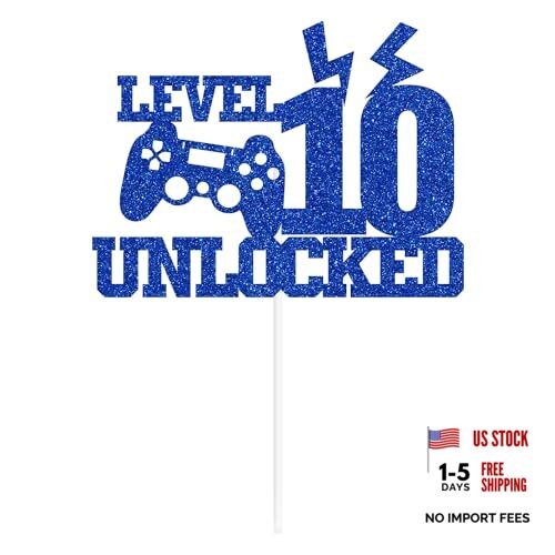 Level 10 Unlocked Cake Topper – Game Controller Birthday – Video Game Happy 10th