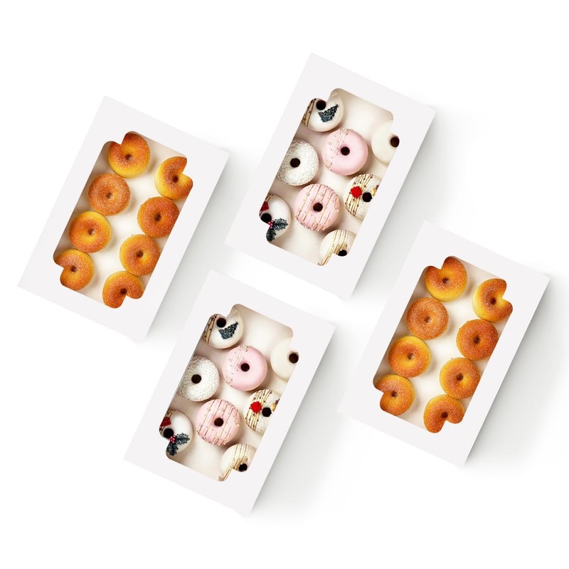 Auto-pop Up White Cookie Box Window 12x8x2.5 Inch 32 Packs Folding Pastry gallery