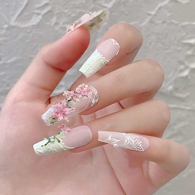 Lily Flower Charms Silicone Nail Molds-3D Gel Art Mold White Transparent gallery