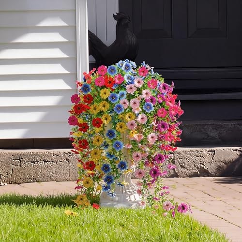 6 Bundles Artificial Flowers for Spring Red Yellow Fuchsia Purple Pink Blue gallery