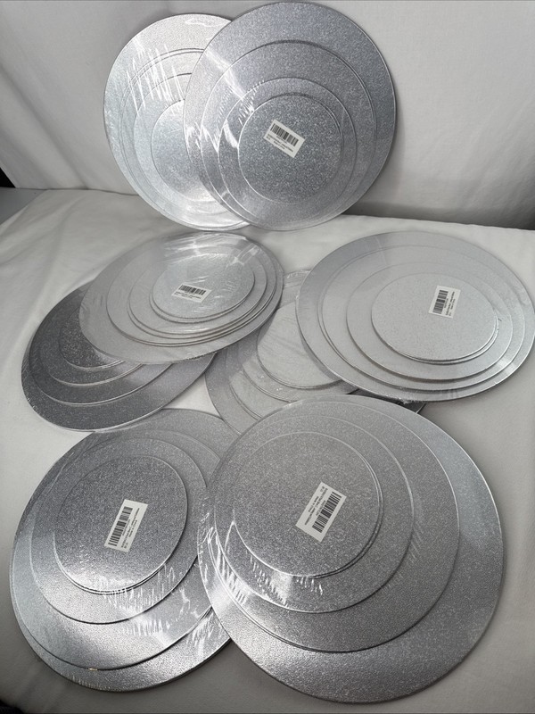 8PC Of 8 Pack Round Cake Boards, Silver Cake Circles 6, 8, 10 and 12 Inch