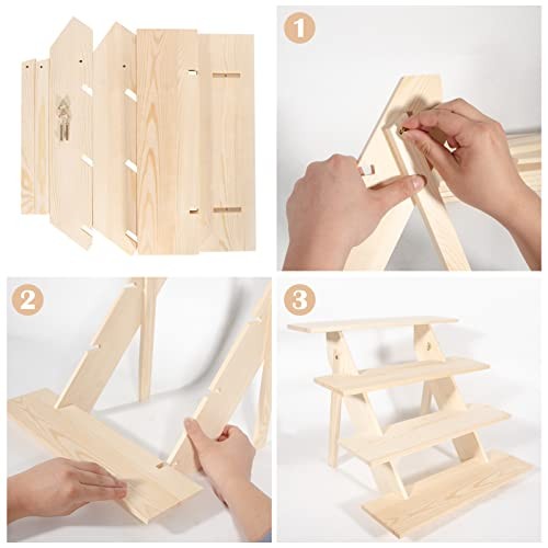 ZYP 4 Tier Wood Cupcake Display Stand Tool Free Retail Cookie Display Nature gallery