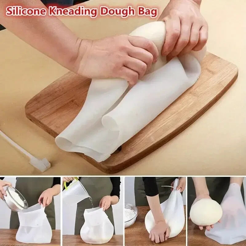 1pc Food Grade Silicone Kneading Bag with Drawstring and Noodle Bag gallery