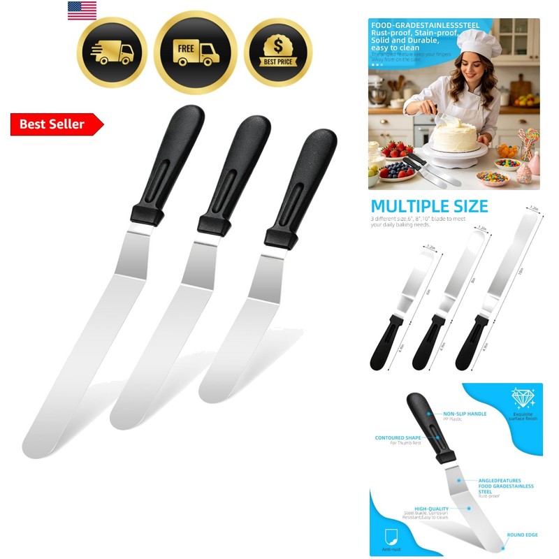 Cake Decorating Spatulas Set 3PCS Stainless Steel 6 8 10 Inch Baking Tools