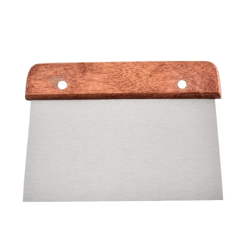 Stainless Steel Dough Cutter Scraper Wooden Handle Baking Tool