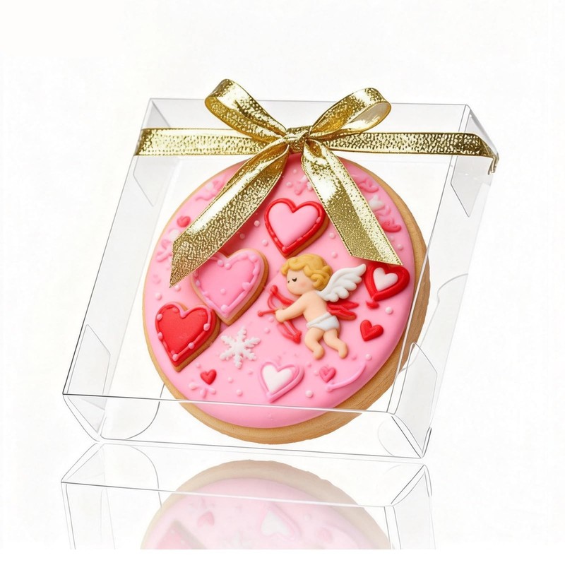 100 Pack 4x4x1.2inch Clear Single Cookies Boxes Small Bakery Macaron Brownie