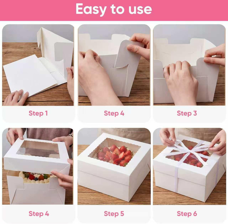 2 Pack 12 X 12 X 8 in Cake Boxes with Window & Cake Boards — Disposable Cake Car gallery