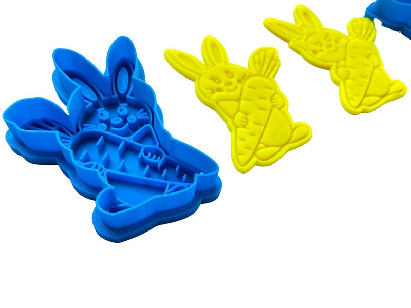 Easter boy girl bunny Cookie Cutter and stamp Fondant Embosser Bake tool Clay to gallery