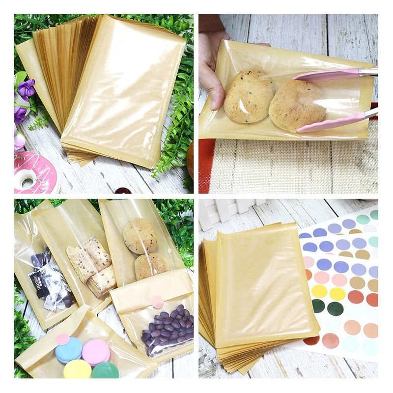 100-PCS Brown Paper Bakery Bags with Window 5.1x7.5 inch for Cookies Pastry gallery