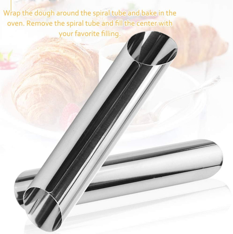 15 Pcs Stainless Steel Cannoli Tubes Set,Non-Stick Cone Cream Horn Molds and Dia gallery