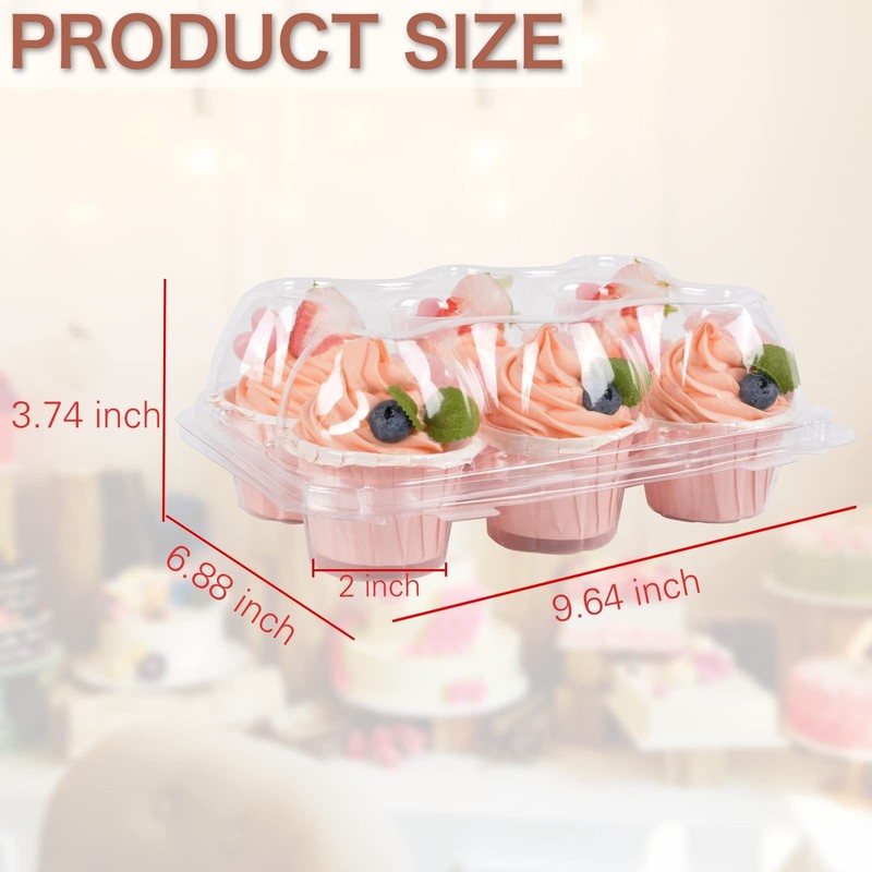 Cupcake Containers Holder - 6 CountsX30 Sets Stackable Boxes Carrier with gallery