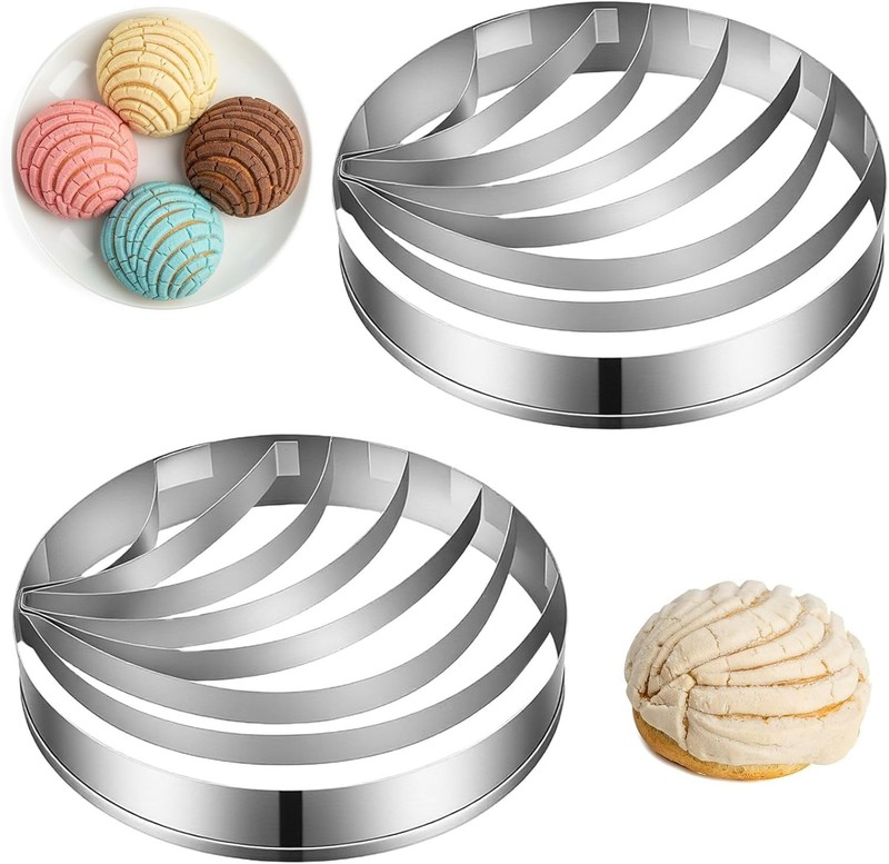 Concha Cutter 4.1in Stainless Steel Mexican Bread Mold Shell Stamp Tool Kitchens