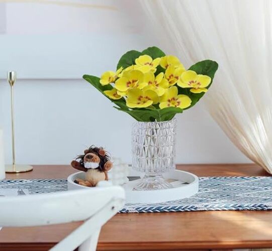 FERIAL 2PCS Artificial Pansy Flowers Spring Floral Arrangement Home Silk Yellow gallery