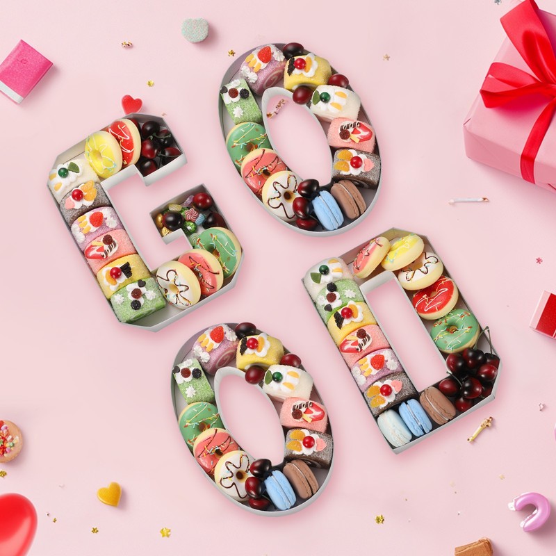 6.7" Cardboard Number for Charcuterie, Cardboard Food Tray (White Letter E) gallery