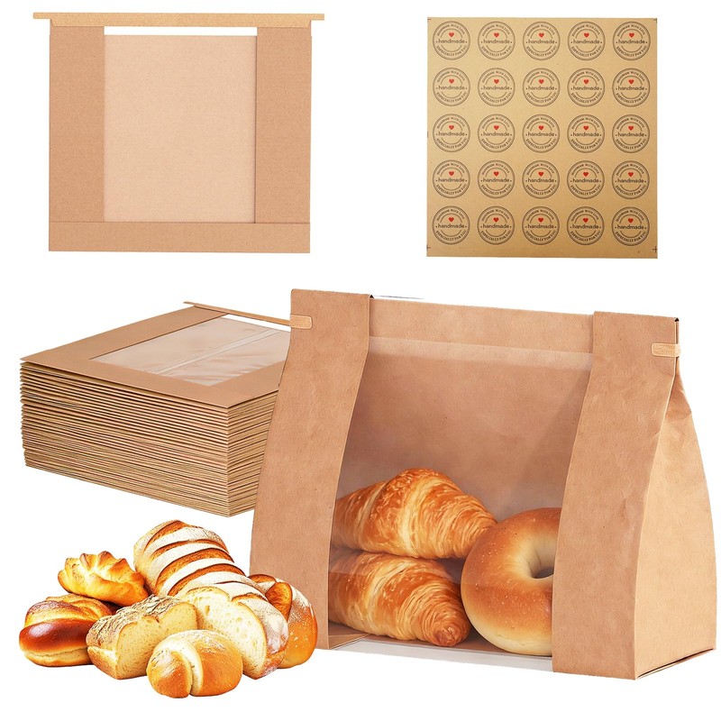 Bread Bags with Window – 100 Pcs Sourdough Homemade Bread Bags, 10.24×4.33×10…