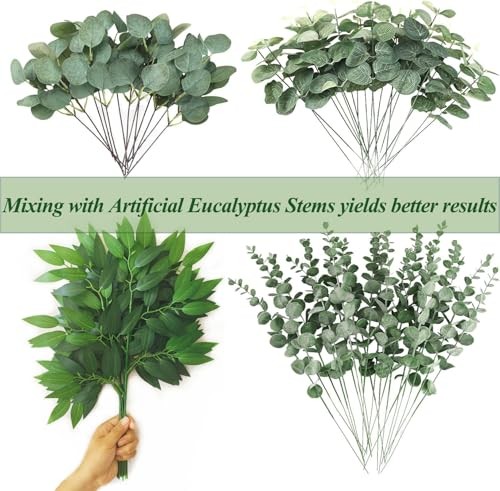 60Pcs Italian Ruscus Greenery Stems 18" Artificial Silk 18 inch Green 60pcs gallery