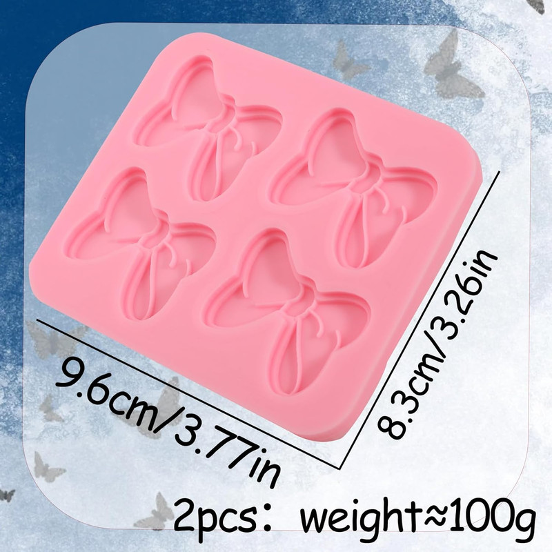 2 Pcs Cute Bow Silicone Molds, Exquisite Bow Cake Decoration Fondant Mold, Kitch gallery