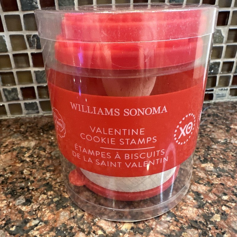 Williams-Sonoma Valentine’s Day Heart Silicone Cookie Stamp Set & Wooden Handle