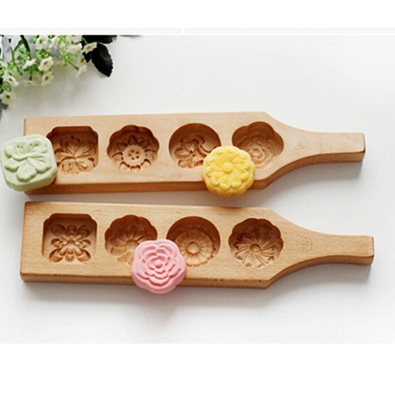 4 Flowers Cookie Molds for Baking Cookies Cake Wood Biscuit Moulds gallery