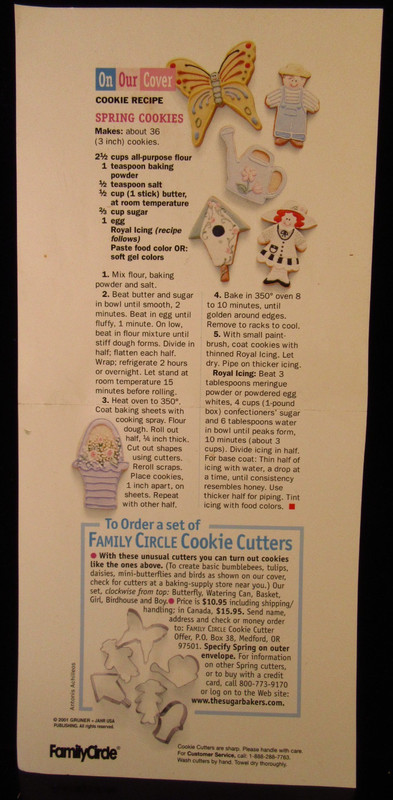6 Family Circle Spring Cookie Cutter Set with Recipe 2001 gallery