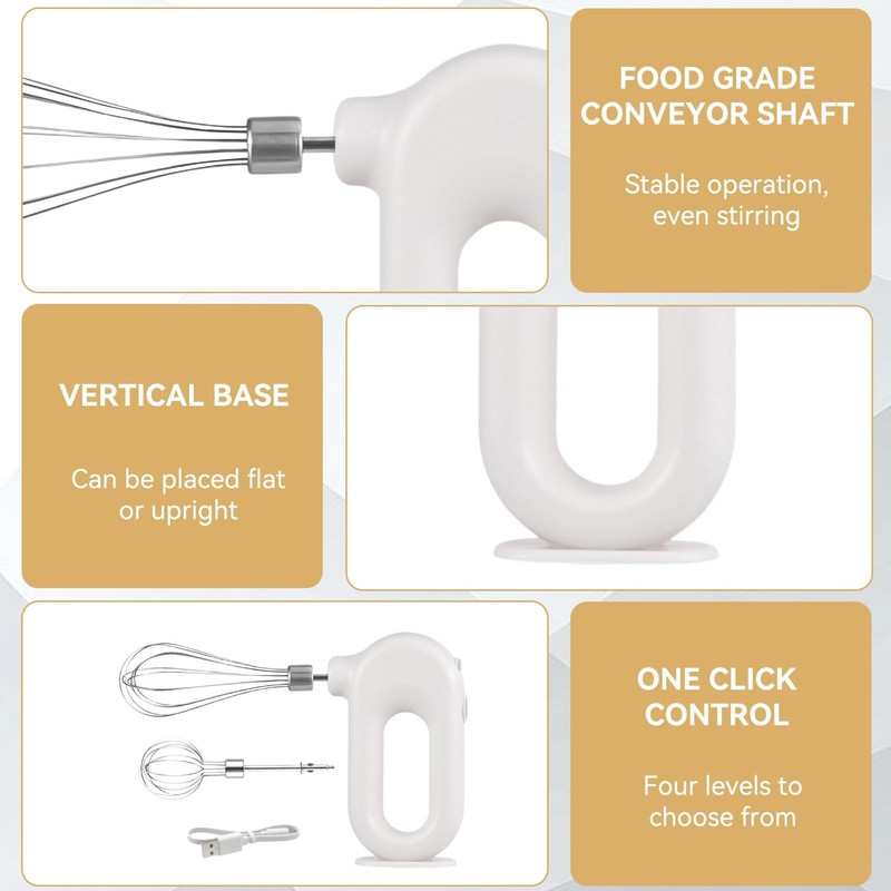 4 Speed Electric Hand Mixer Mini Cordless USB Rechargeable Whisk White Tool gallery