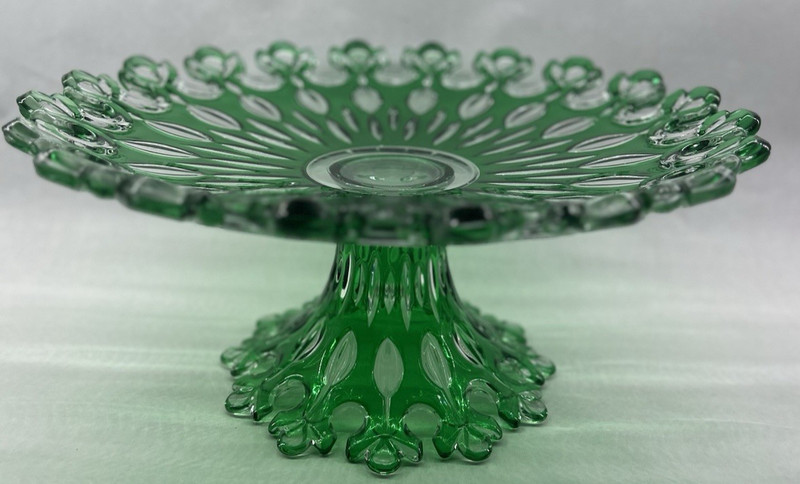 SHANNON Crystal Green Cake Pedestal Server Stand 10.5 - UNIQUE! gallery