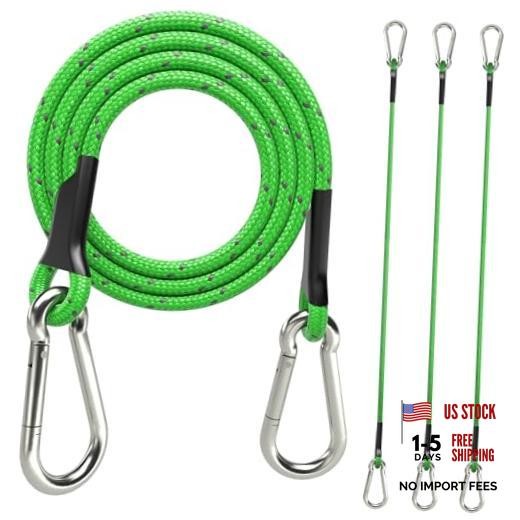 32 Inch Bungee Cords with Stainless Steel Carabiner, Heavy Duty 32inch Green