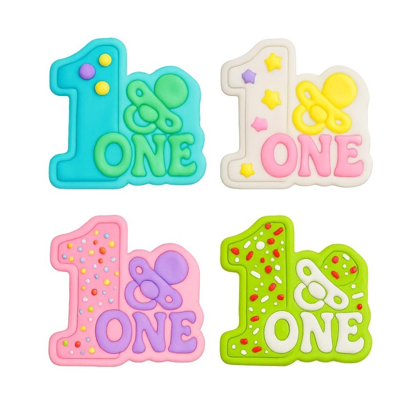 First Birthday Pacifier Cookie Cutter & Stamp 4x3" for Baking & Fondant Clay gallery