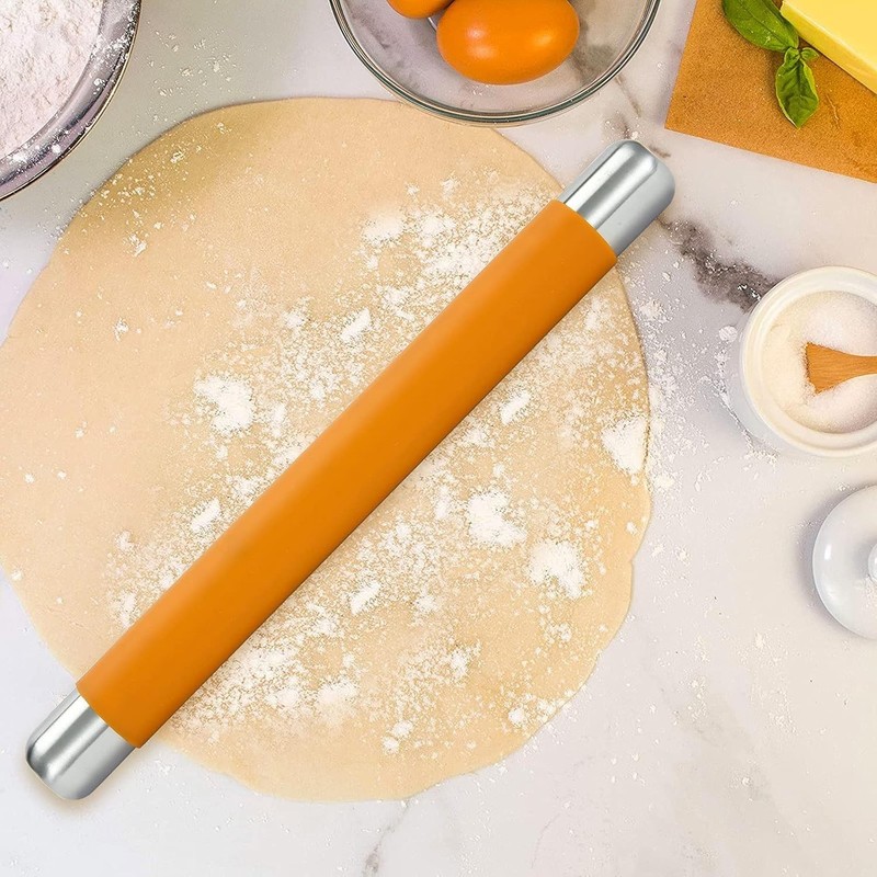 Rolling Pin Dough Roller for Baking with Thickened Non Stick Silicone Metal H... gallery