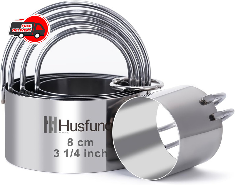 Biscuit Cutter Set Round Cookie Cutters with Handle 5 Pieces Stainless Steel New