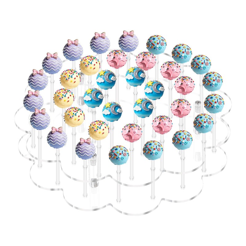 Flower Shape Acrylic Lollipop Stand 36 Holes Cake Pop Holder Clear Rack