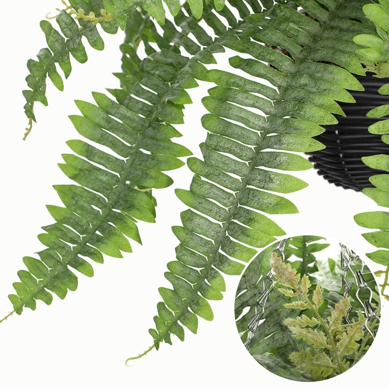Hollyone Artificial Fern Hanging Basket Plant 25 Boston Ferns 31 Leaves gallery