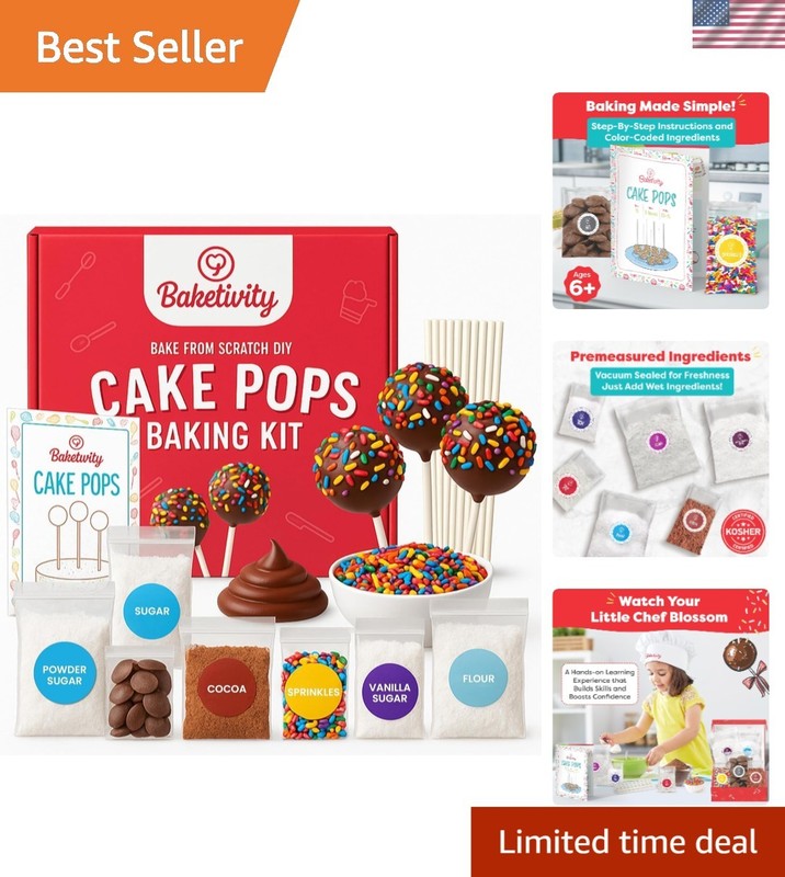 DIY Cake Pop Baking Kit for Kids – Premeasured Ingredients, Decorating Supplies