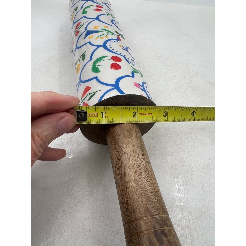 CBK Inspired Home Rolling Pin Blue White Cherry Wood Handles Baking Kitchen gallery