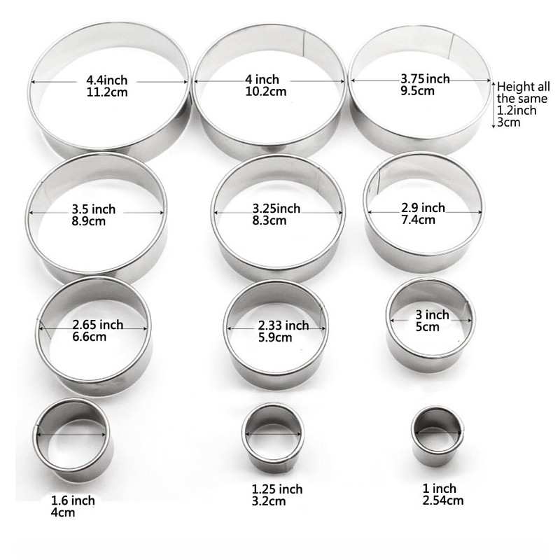 12PCS Stainless Steel Round Donut Cookie Biscuit Cutter Baking Mold with Tin Box gallery