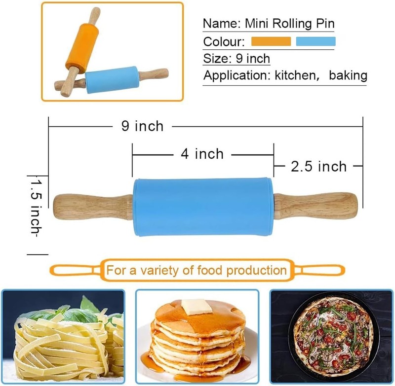 Mini Rolling Pin Set Kids Dough Rollers Kitchen Baking Supplies gallery